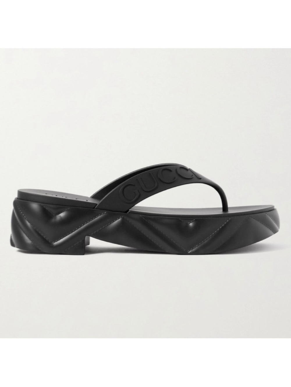 GUCCI logo quilted platform rubber flip flops sandals